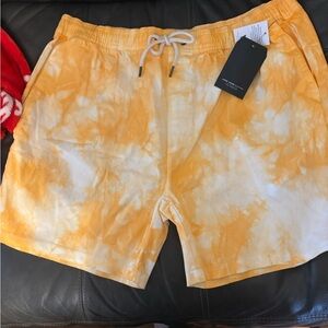 Junk Food Clothing Yellow and White Tie-Dye Shorts